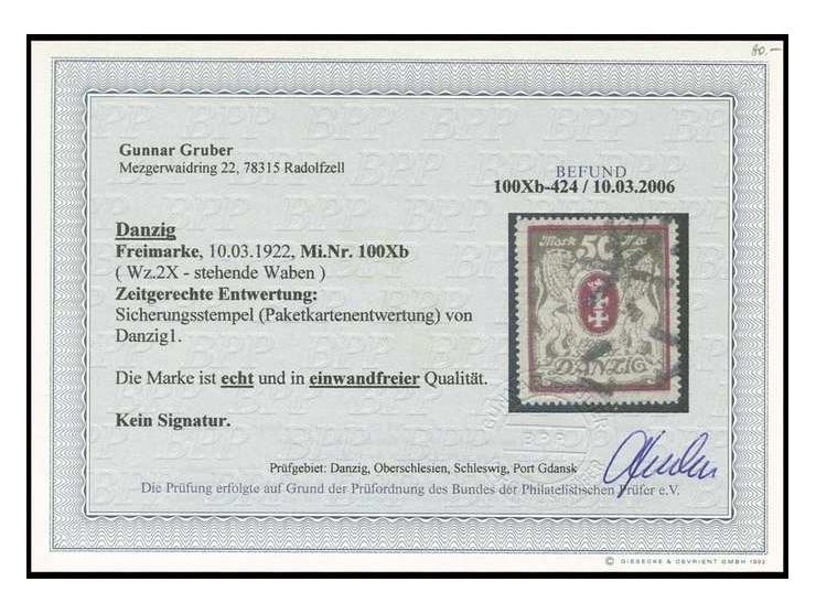 50 M. lilarot/gold mit zeitgerechter Sicherungsentwertung, Pracht, Befund Gruber BPP