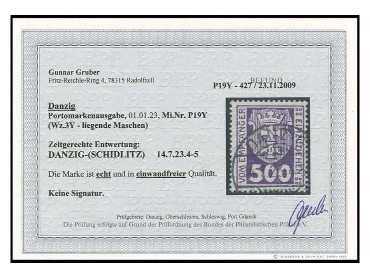 500 Pfg. mit liegendem Wasserzeichen, sauber gestempelt, Kabinett, Befund Gruber BPP