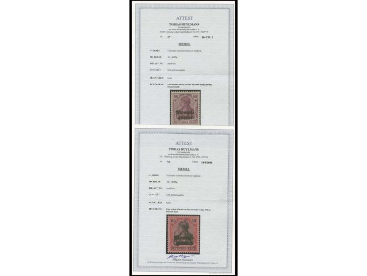 1920, unverausgabte Werte 60 Pfg. lila und 80 Pfg. rot/schwarz, tadellos gezähnt, postfrisch in völlig einwandfreier Erhaltun