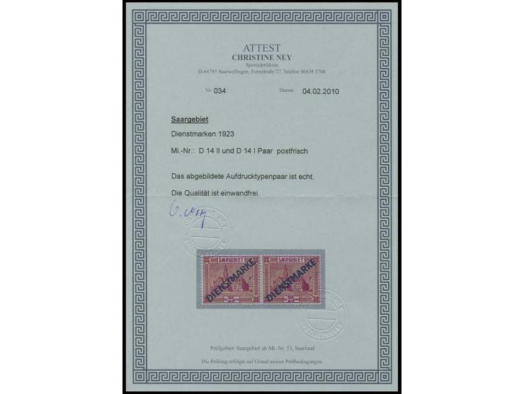 1923, 25 C. im waagerechten Typenpaar der Typen II und I, postfrisch, Pracht, Fotoattest Chr. Ney (Mi. 800,-)