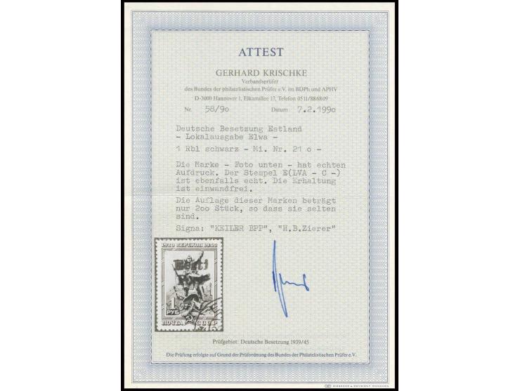 1 Rbl. schwarz, sauber gestempelt, Kabinett, u.a. sign. Keiler BPP und Fotoattest Krischke