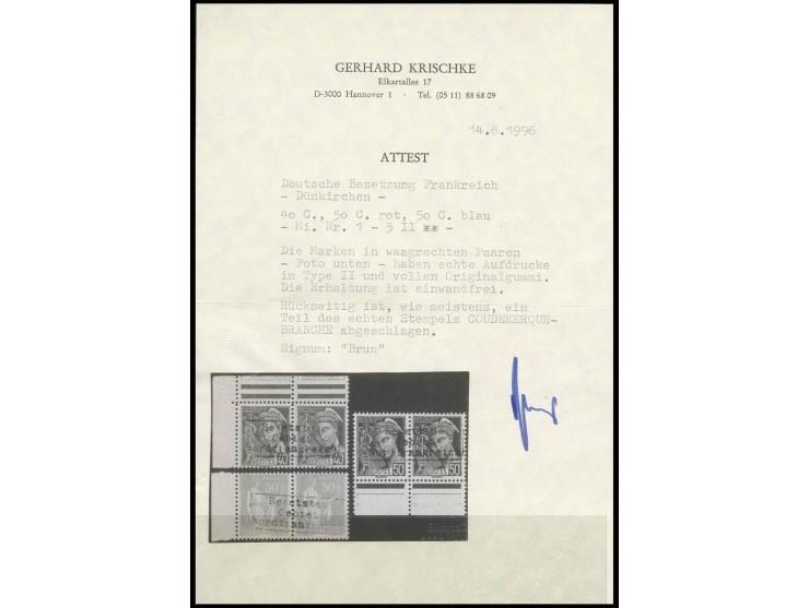 Type II: 40 C. violett und 50 C. rot und  blau, alles Randstücke, postfrisch, Kabinett, sign. Brun und Fotoattest Krischke