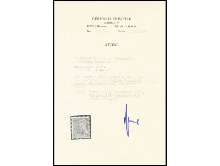 1945, 10 C., postfrisch, Kabinett, u.a. sign. Tust BPP und Fotoattest Krischke