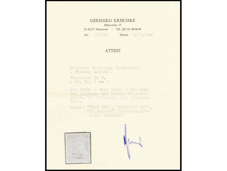 30 C., postfrisch, Kabinett, u.a. sign. Tust BPP und Fotoattest Krischke