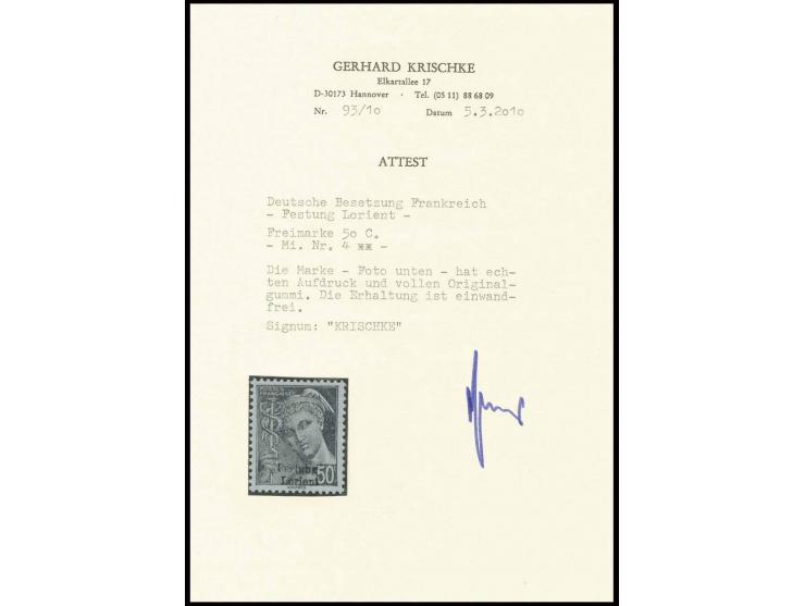 50 C., postfrisch, Kabinett, sign. und Fotattest Krischke