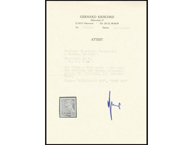 50 C., postfrisch, Kabinett, u.a. sign. Tust BPP und Fotoattest Krischke