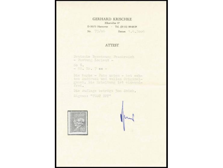 80 C., postfrisch, Kabinett, sign Tust BPP und Fotoattest Krischke