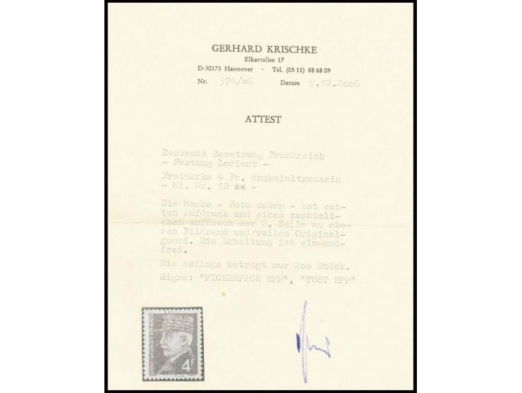 4 Fr., postfrisch, Kabinett, u.a. sign. Tust BPP und Fotoattest Krischke