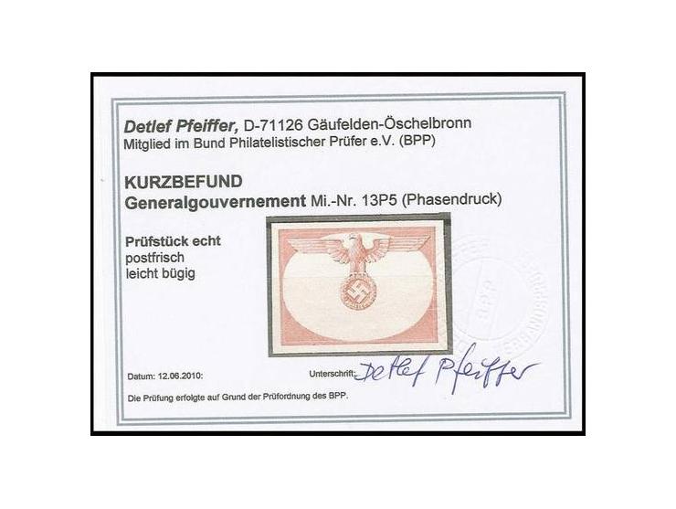 DIENSTMARKEN: 1940, (1 Zl.) als ungezähnter Phasendruck ohne Hintergrund und Beschriftung, postfrisch, leicht bügig, Kurzbefu