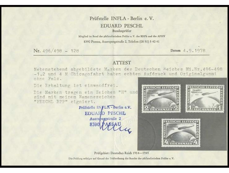 1-4 M. kpl., postfrisch, Kabinett, sign. Peschl BPP mit Fotoattest (Mi. 4.000,-)
