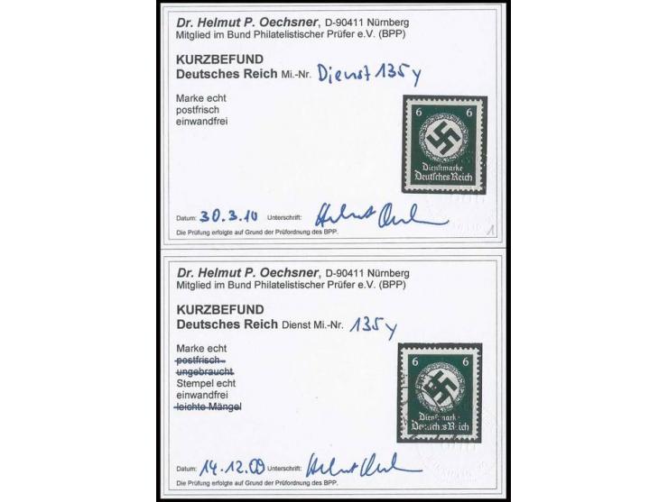 1934, Behördendienstmarke 6 Pfg. mit waagerechter Gummiriffelung, postfrisch und gestempelt, 2 Kurzbefunde Oechsner BPP (Mi. 