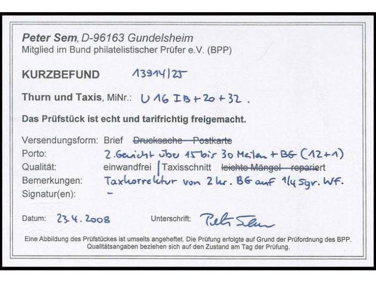 BESONDERHEITEN: 1862, Napoleon III. 40 C. orange mit Nummernstempel "281" auf kleinem Brief nach Wiesbaden. Der Brief war aus