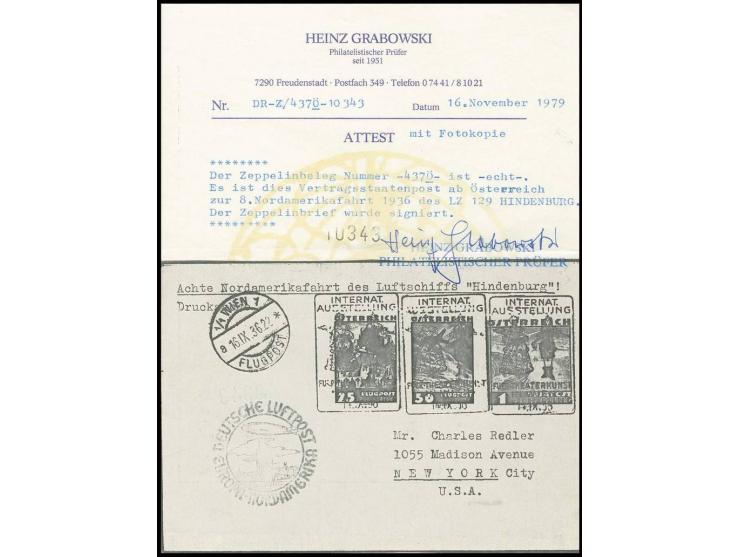 8. Nordamerikafahrt, Drucksachenumschlag mit Sonderstempel "WIEN INTERNAT. AUSSTELLUNG FÜR THEATERKUNST", Kabinett, Fotoattes