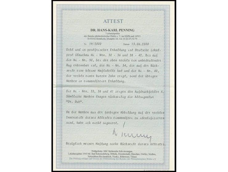 Behörden-Dienstmarken 3-50 Pfg. mit Aufdruck kpl., postfrisch, Mi.-Nr.38 Haftstelle, Mi.-Nr. 40 kurzer Zahn, diverse Signatur