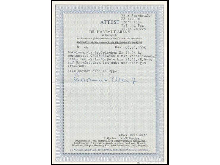 3-60 Pfg. geschnitten in Type I kpl. auf 12 Briefstücken, Fotoattest Arenz BPP (Mi. 900,-)