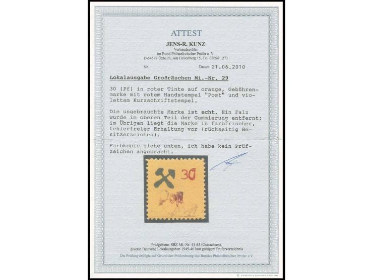 30 Pfg. auf orange, farbfrisch, ungebraucht, Fotoattest Kunz BPP