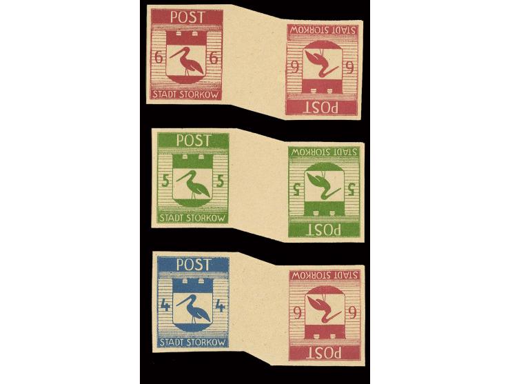 5 + 5 Pfg., 4 + 6 Pfg. und 6 + 6 Pfg., 3 Kehrdruckpaare, postfrisch (Mi. 1050,-)