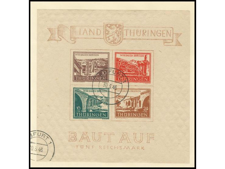 dito, in Type I mit Stempel "ERFURT 1z 30.3.46" auf Briefstück, Pracht, Fotoattest Ströh BPP (Mi. 1.700,-)