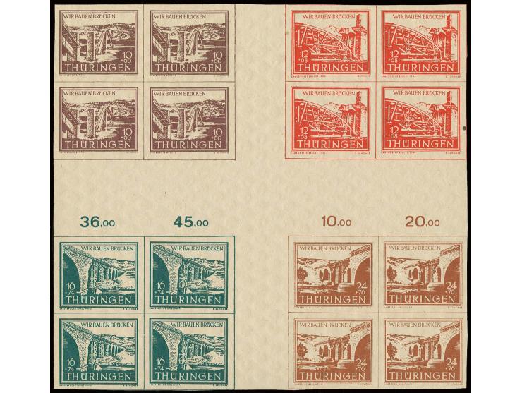 Herzstück mit 4er-Blocks aller 4 Werte, dabei 24 Pfg. in mittelrötlichbraun, postfrisch, Fotoattest Ströh BPP (Mi. 600,-)