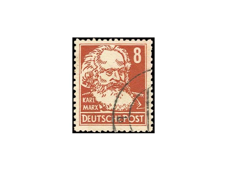 Persönlichkeiten 8 Pfg. auf gewöhnlichem Papier mit senkrechtem Wz., zeitgerecht gestempelt, seltene Marke, Fotoattest Paul B