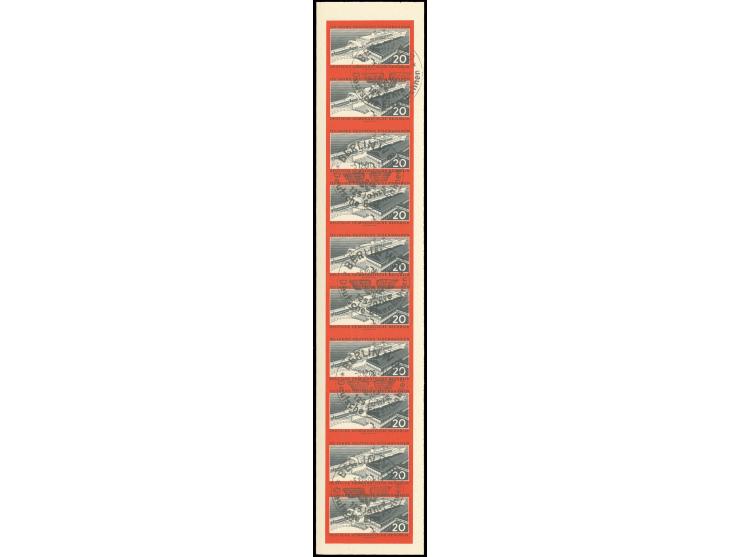 1960, 125 Jahre Eisenbahnen, 10er-Streifen mit Sonderstempel "BERLIN W8/5.12.60" (Mi. 650,- €)