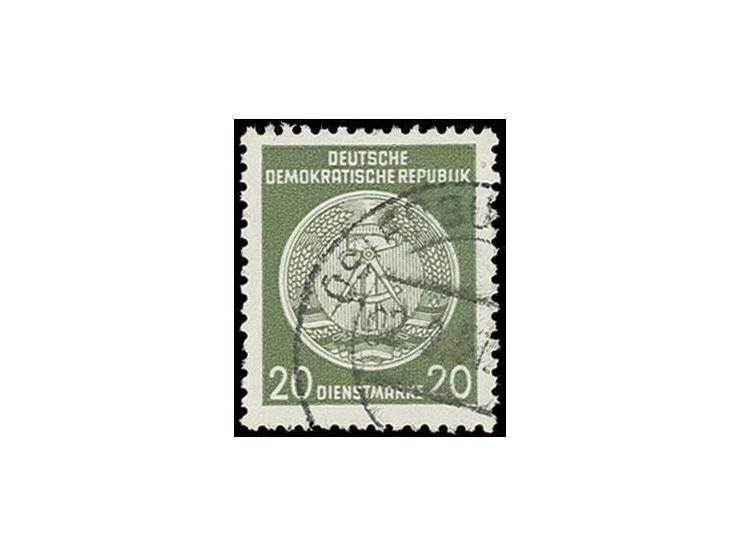 DIENSTMARKEN: 1954, Zirkelbogen nach rechts 20 Pfg. in Type II auf gestrichenem Papier mit Wz. XI, mit zeitgerechtem Stempel 