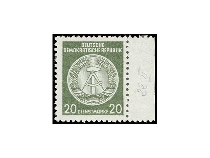20 Pfg. in Type II auf gestrichenem Papier mit Wz. XII mit rechtem Seitenrand (dort Bleistiftnotiz), postfrisch, sign. Jahn u