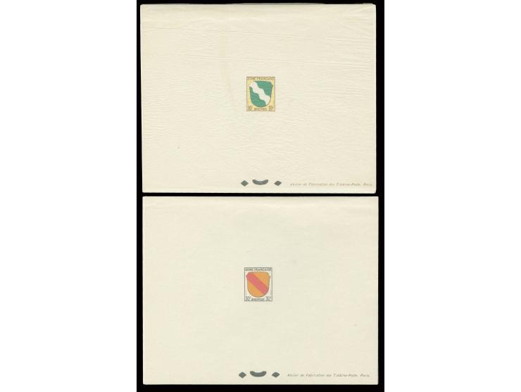 Allgemeine Ausgabe: 1945, Wappen 10 und 30 Pfg. als Ministerblocks mit Pergaminpapier, ungebraucht ohne Gummi wie verausgabt,