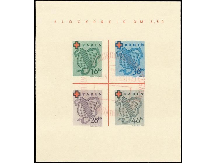 Rotkreuz-Block in Type II mit rotem Sonderstempel "FREIBURG-HENRI DUNANT", sign. Schlegel BPP (Mi. 2.800,-)