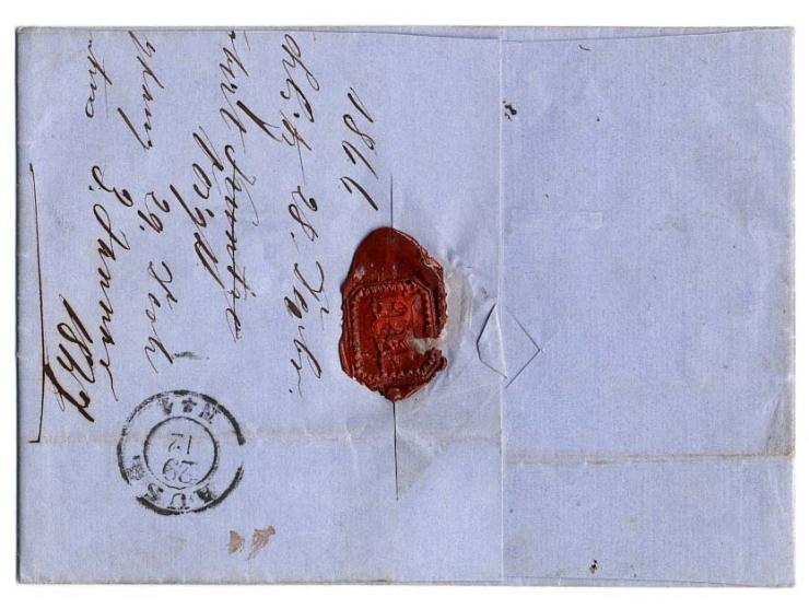3 Neugroschen braunorange, linkes Randstück mit 5 mm Bogenrand zusammen mit 2 Neugroschen dunkelblau mit DKr. "ROCHLITZ 28/XI