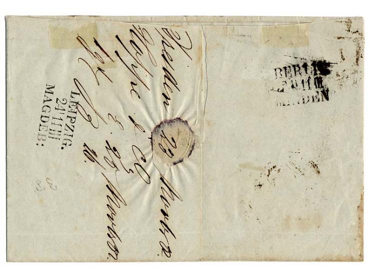 ERSTER TAG DER NUMMERNSTEMPEL-VERWENDUNG: "1" DRESDEN in Type I (Schillingscher Messingstempel), mehrfach sauber abgeschlagen