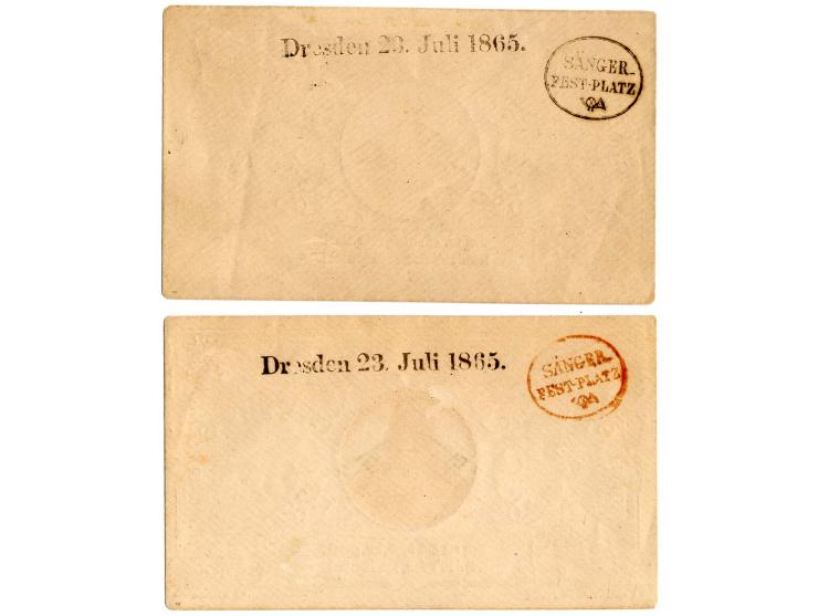 "SÄNGER_FEST-PLATZ", 7 Umschläge mit nebengesetzten Orts-Datum-L1 aller vorkommenden Daten vom 22.-25. Juli 1835, dabei die e
