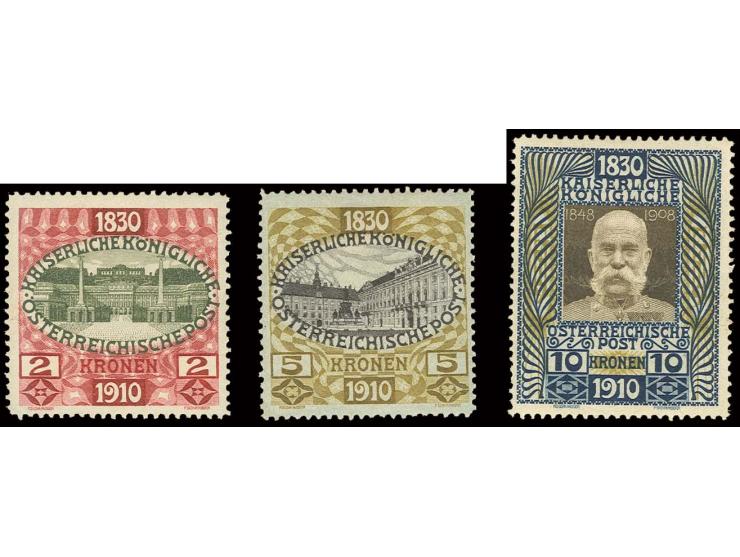 1910, 80. Geburtstag 2-10 Kr., ungebraucht, Pracht (Mi. 500,-)
