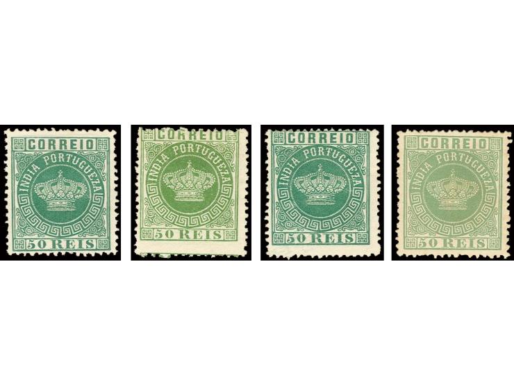 50 r. blue-green and yellow-green, each in both perforations, unused