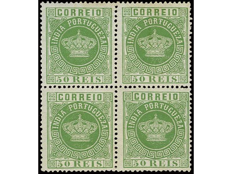 50 r. green, block of 4, unused with gum, very fine