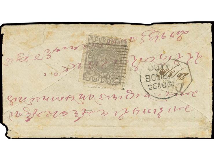 100 r. grey-lilac, tied by manuscript and barred "DIU" to reverse of small envelope from "DIU 26/8/80" via Bombay to Mocambiq
