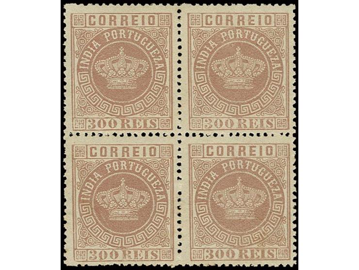 300 r. brown, block of 4, unused with gum