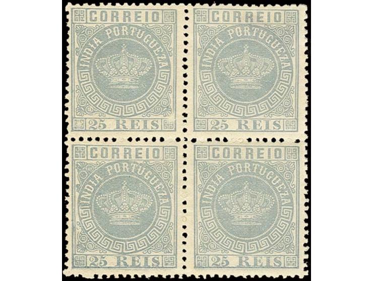 25 r. grey, block of 4, unused with o.g., very fine, a scarce multiple