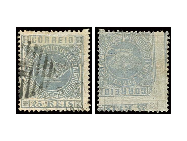 25 r. grey with additional shifted and inverted print on reverse, used by numeral and Bombay date stamp, fine and scarce