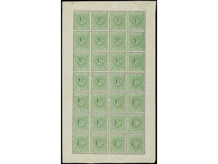 1½ on 10 r. green, cpl. sheet of 28 stamps, unused, fine (AF no. 67)