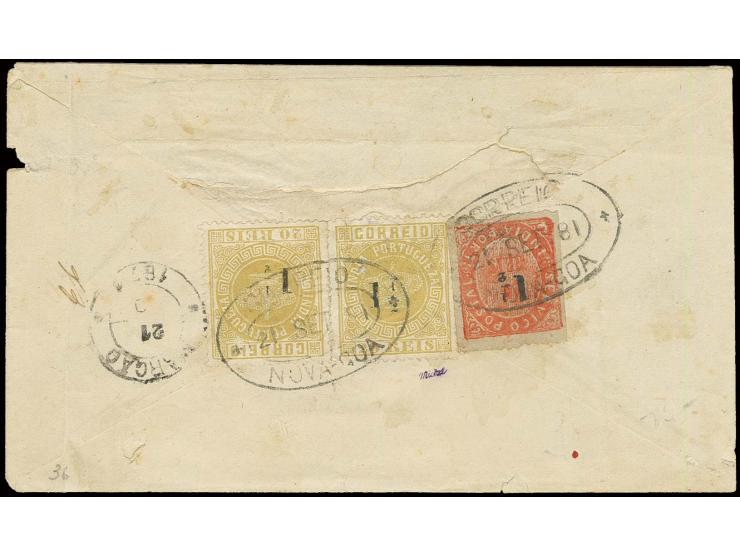 1½ on 20 r. bistre, 2 copies together with surcharge on native issues 1½ on 20 r., tied by oval "CORREO NOVA-GOA 21 SET 81" t
