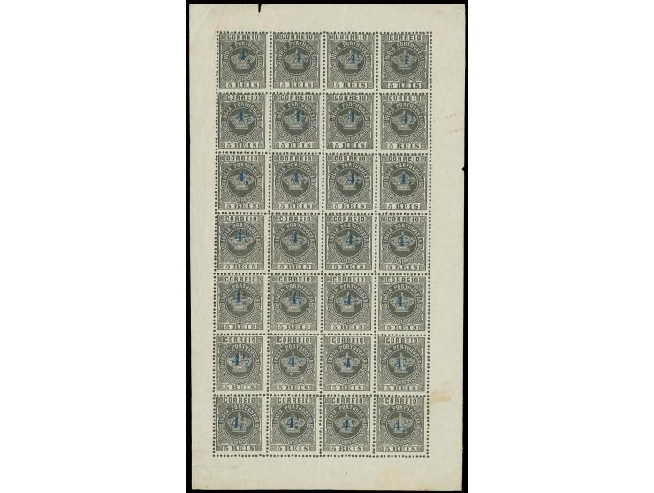 4½ on 5 r. black, cpl. sheet of 28 stamps, unused, fine (AF no. 71)