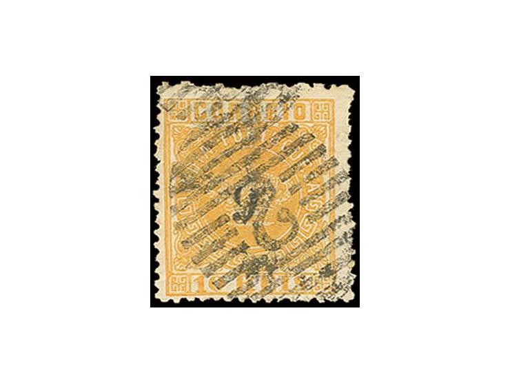 6 on 10 r., surcharge inverted, used by numeral cancel "2" MAPUCA, fine and scarce (AF no. 76)