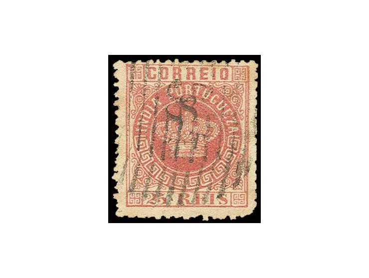 8 T on 25 r. rose with double surcharge, used, fine and scarce (AF no. 107)