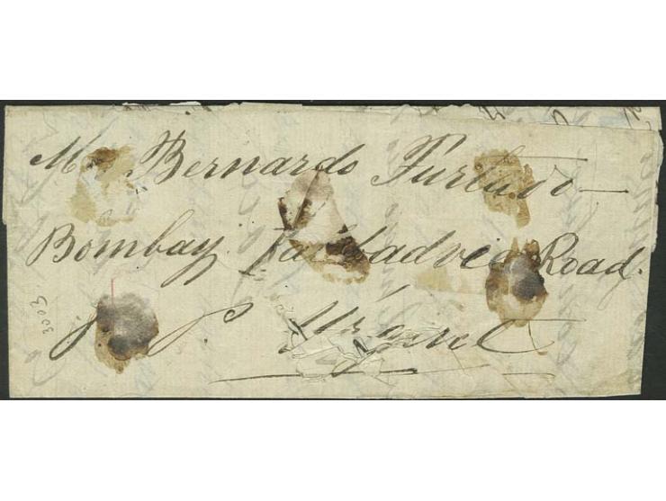 1½ on 20 r. bistre with perf. 12½, 4½ on 20 r. bistre, tied by barred "K" to folded letter from Quepen 1881 via Nova Goa to B
