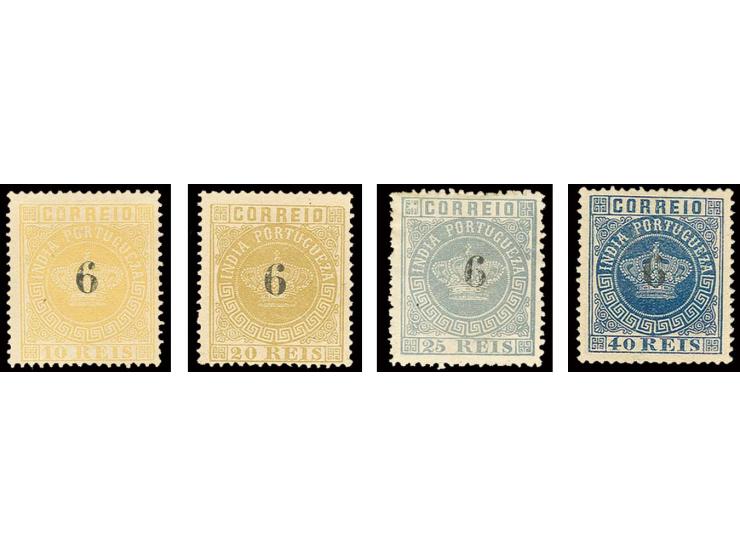 6 on 10 r. yellow, 20 r. bistre, 25 r. grey and 40 r. blue, unused, fine (AF no. 76, 78-79, 81)