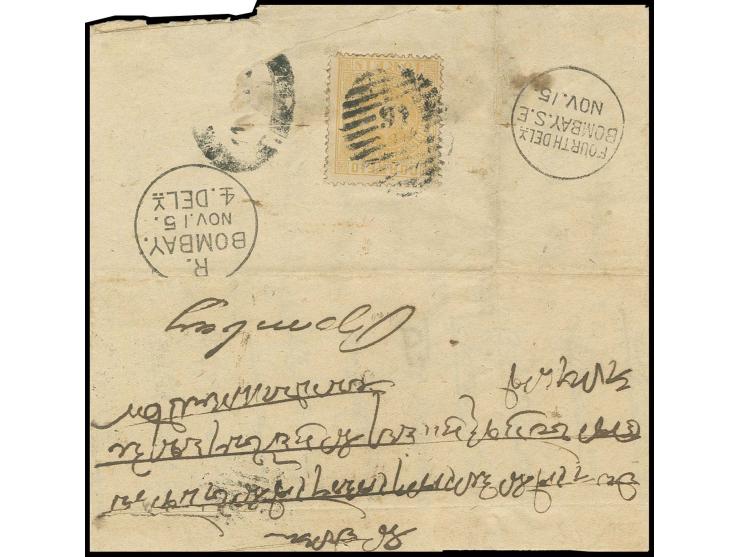 6 on 40 r. yellow, tied to reverse of folded letter from Mapuca to Bombay, fine and scarce, ex Sussex (AF no. 82)