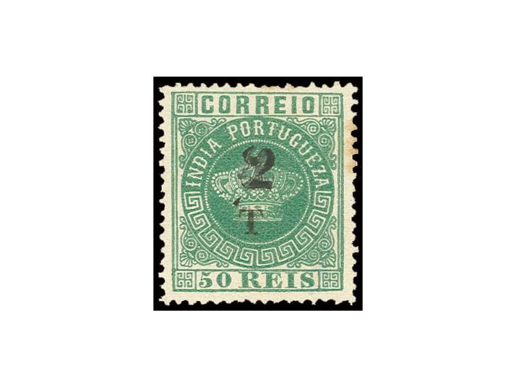 2 T on 4 T on 50 r., unused, little stained, very scarce (AF no. 114)
