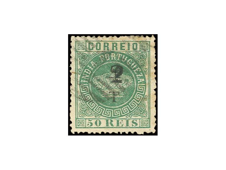 2 T on 4 T on 50 r. green, used, fine, very scarce (AF no. 114)