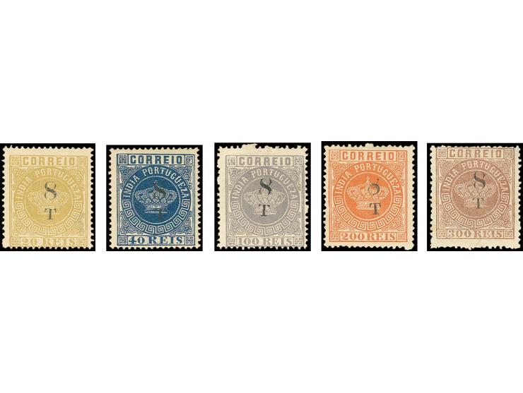 8 T on 20 r. and 40 r.-300 r., unused, fine (AF no. 106, 108-11)